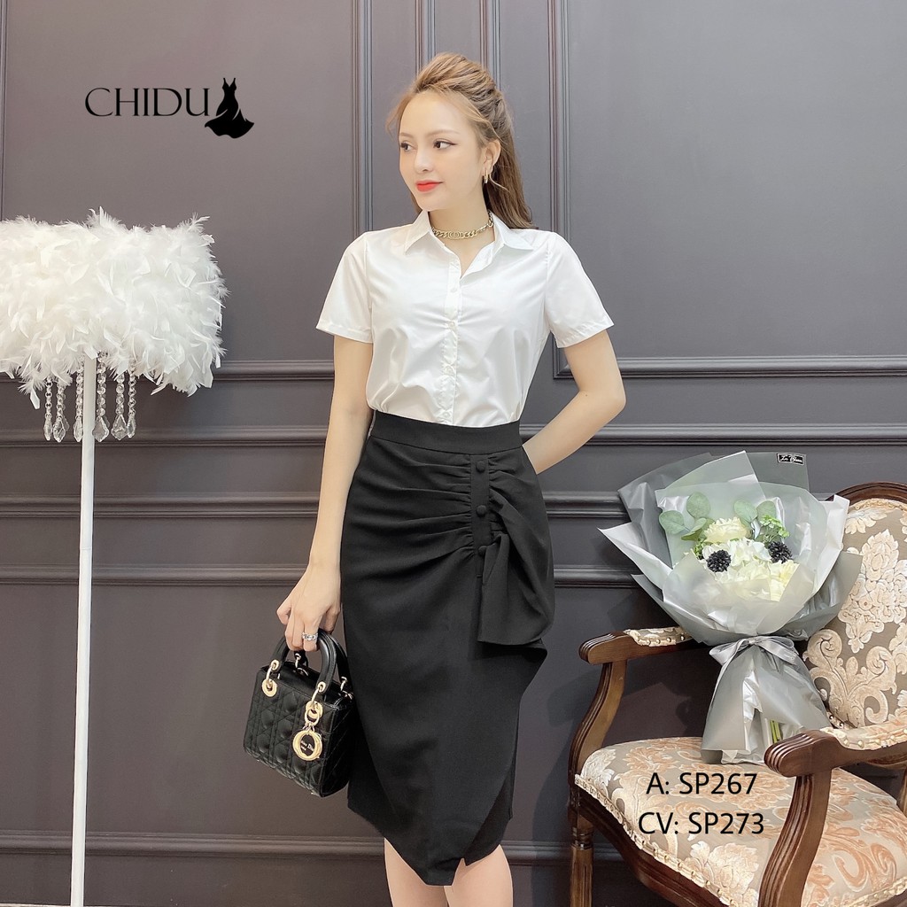 [ Mã WASTAPR giảm 10K đơn 50K] CHIDU Áo sơ mi trắng công sở ngắn tay SP267 | BigBuy360 - bigbuy360.vn