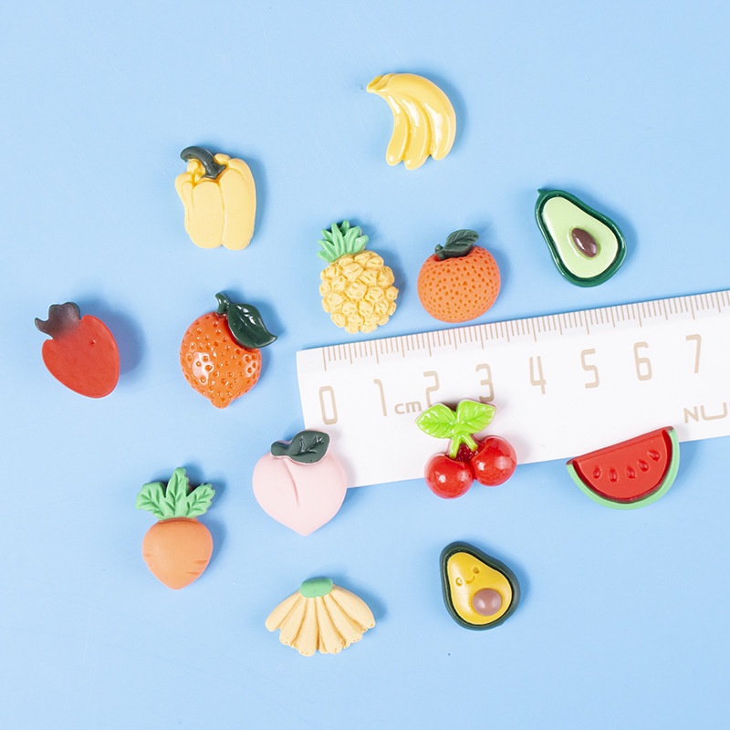 Set 10 Trái Cây Hoạt Hình Nhiều Màu Sắc Bằng Nhựa Resin Dễ Thương Xinh Xắn