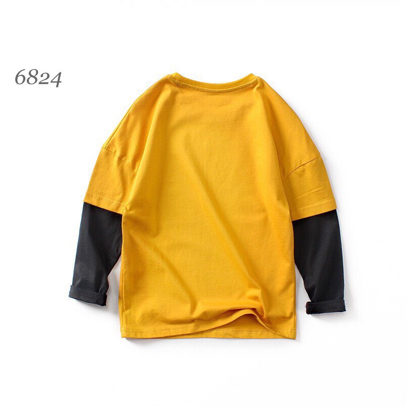 Áo phông dài tay chất cotton mềm tay nối cá tính bé trai size đại Ảnh thật Rio chụp hàng có sẵn kèm  video