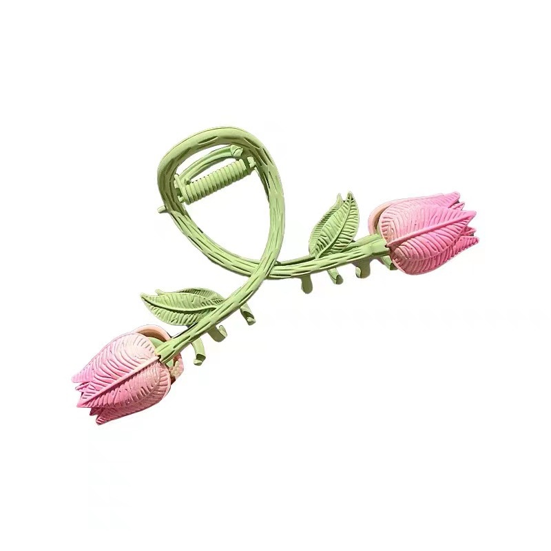 Kẹp Tóc Hoa Tulip / Cá Mập / Cá Mập Bằng Kim Loại Kiểu Hàn Quốc Thời Trang Lãng Mạn
