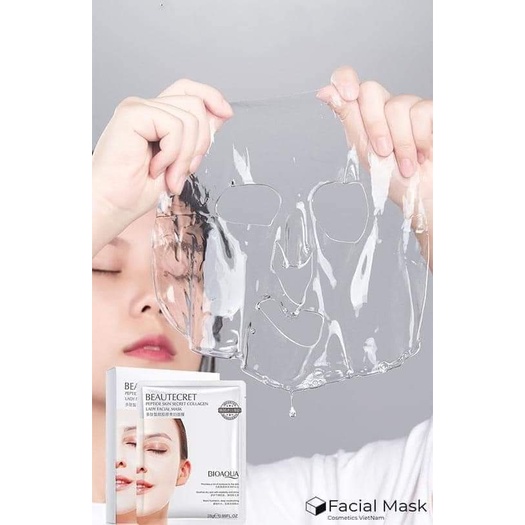 Miếng nạ thủy tinh, mặt nạ thạch collagen cấp ẩm dưỡng da căng bóng trong suốt.