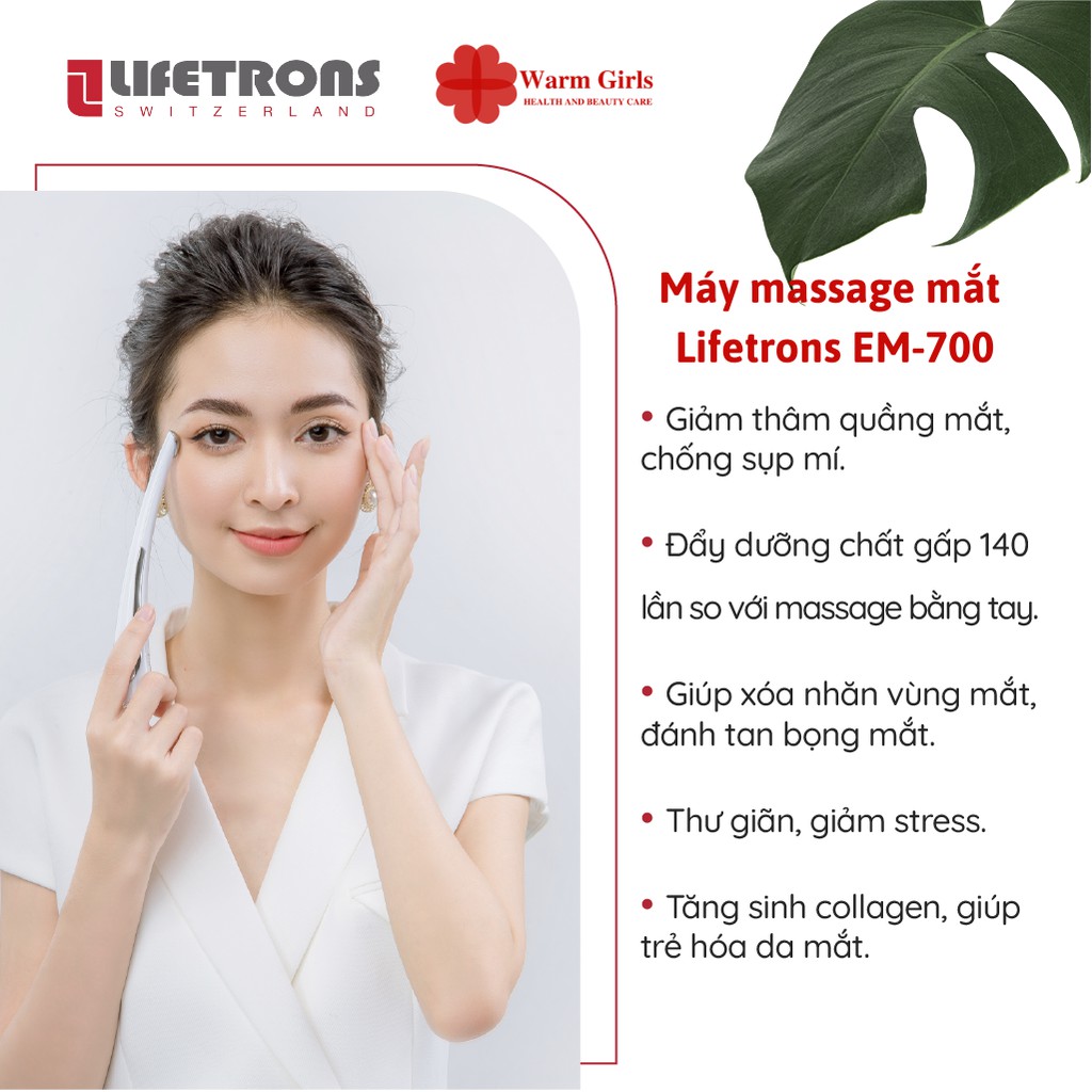 Máy massage mắt Lifetrons EM-700 giúp massage đẩy tinh chất giảm nếp nhăn giảm mỏi mắt bảo hành chính hãng