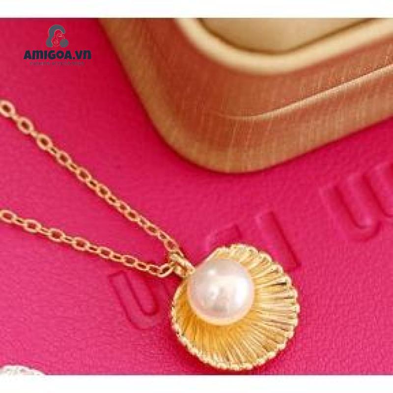 Vòng cổ Ngắn Mặt Vỏ Sò Đính Ngọc Trai Đơn Giản Thời Trang Cho Nữ