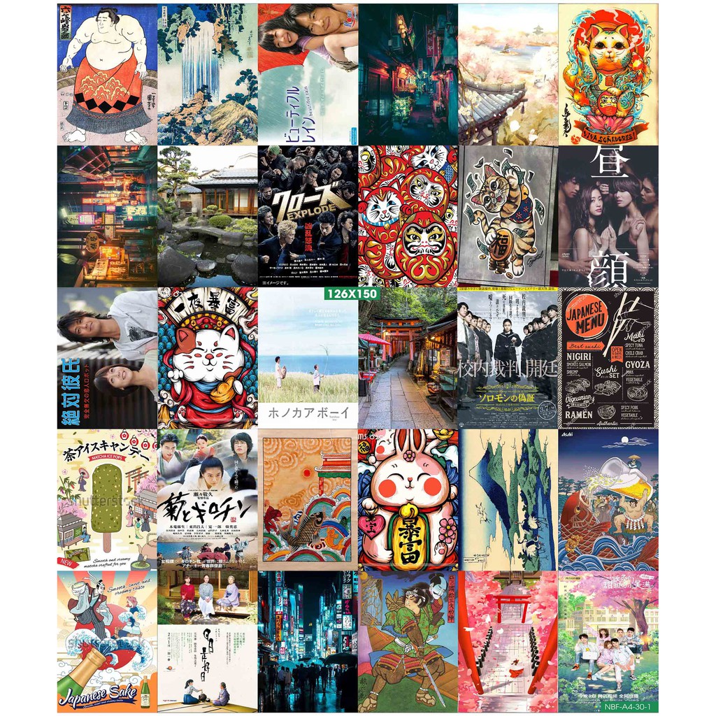 Combo Set 50 tờ Decal dán tường NhậT BẢN 1 Khổ A3,A4,A5