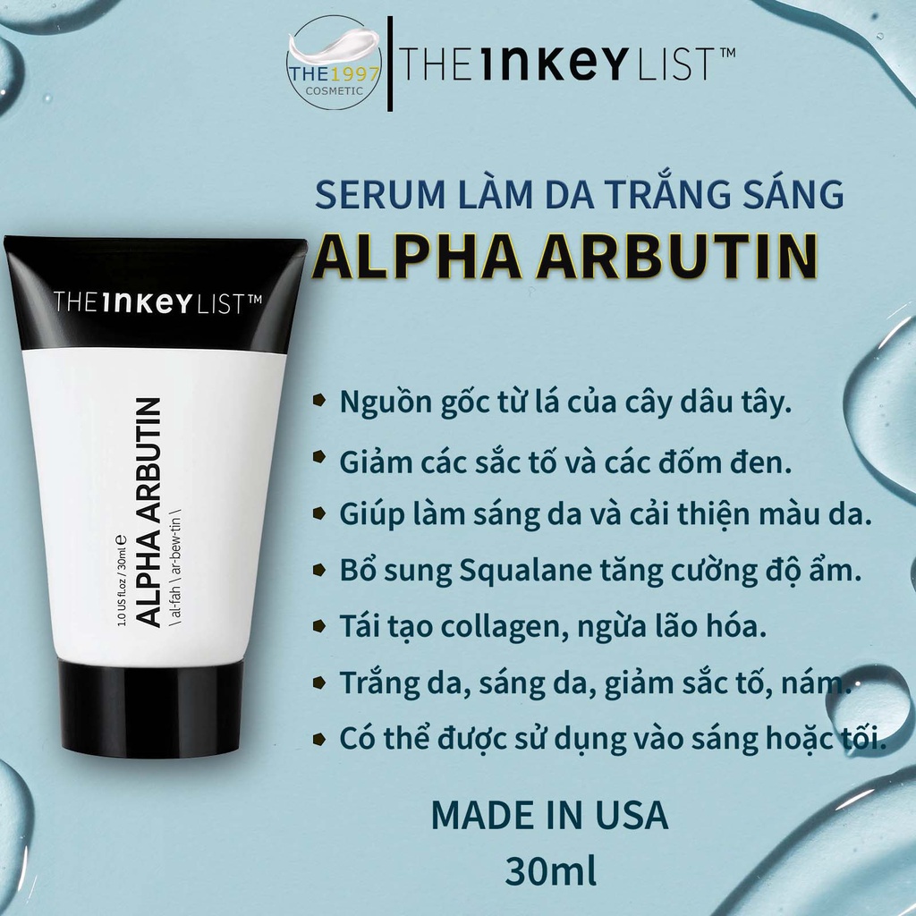 Tinh chất Dưỡng Trắng Da - The Inkey List - ALPHA ARBUTIN