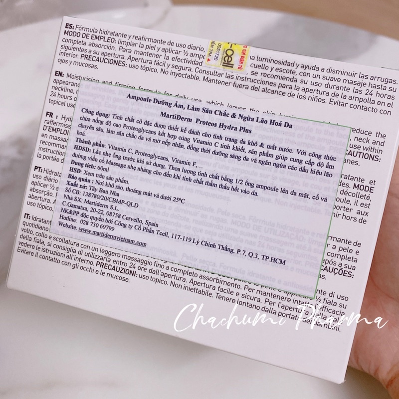 MartiDerm the originals proteos hydra plus ampoule dưỡng ẩm, làm săn chắc & ngừa lão hoá da