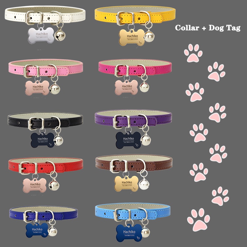 Thẻ Tên Thú Cưng Thẻ Con Chó Xương + Vòng Cổ cho Mèo & Chó