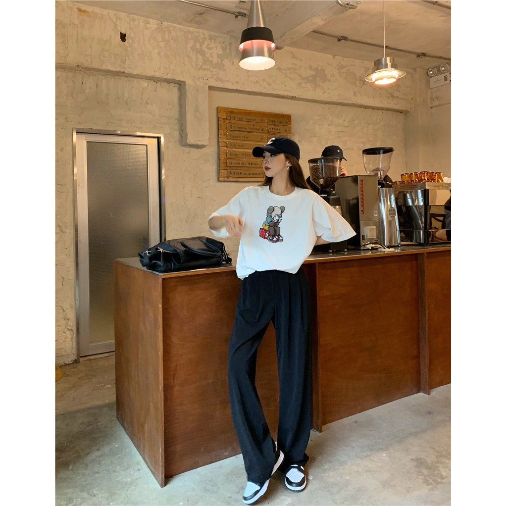 Áo phông kaws nữ form rộng tay lỡ unisex, áo thun kaws nữ form rộng tay lỡ unisex cotton AT018 Miucho in logo