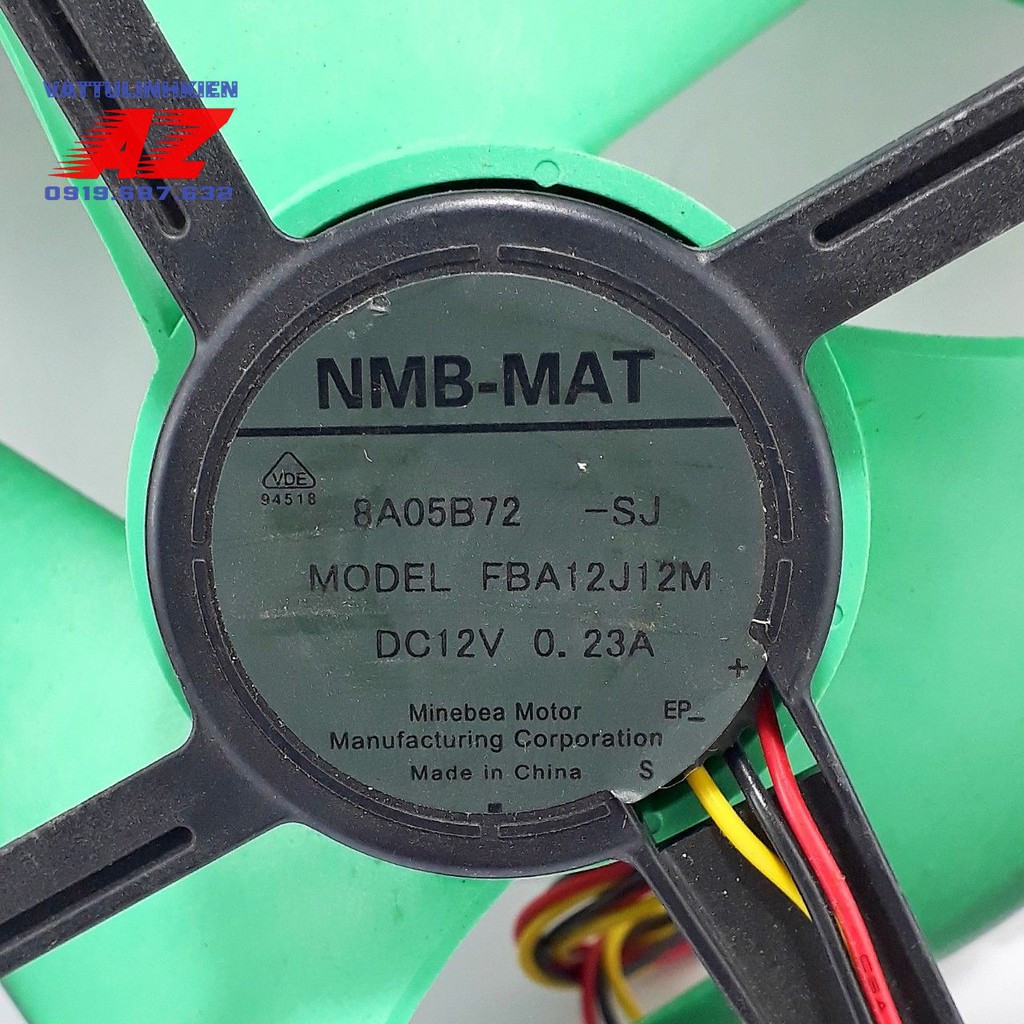Quạt gió tủ lạnh NMB-MAT KT:12.5cm x 12.5cm-DC12V-0.23A-3 cánh-3dây