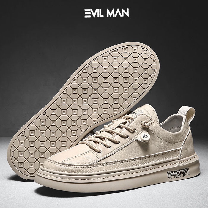 Giày Da Nam, Giày Sneaker Nam Đẹp EVIL CLASSIC 68 Cổ Thấp Phong Cách Cổ Điển Màu Vàng Be - EC68YELLOW