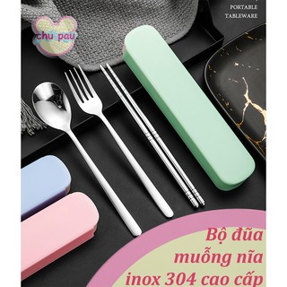 Bộ đũa muỗng nĩa inox cao cấp mang theo tiện lợi