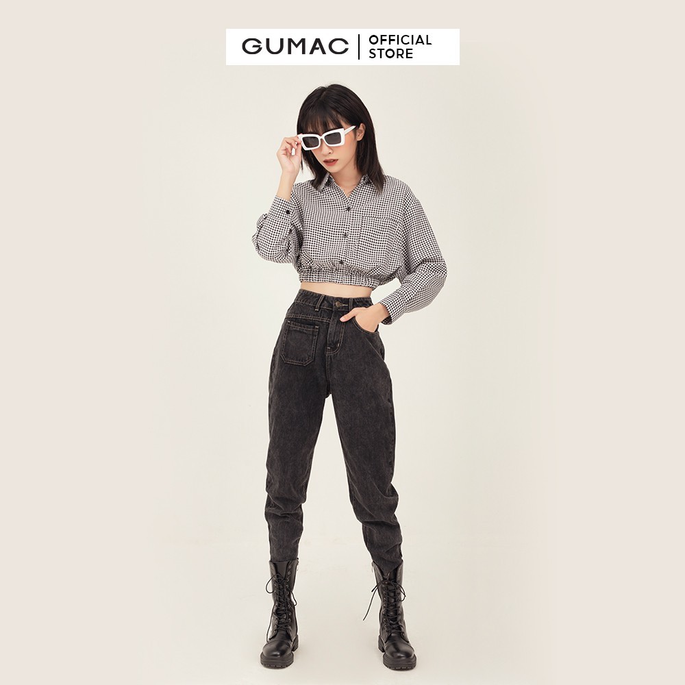 Áo croptop sơ mi nữ màu caro GUMAC phong cách cá tính, năng động AB368 - Hàng mới về