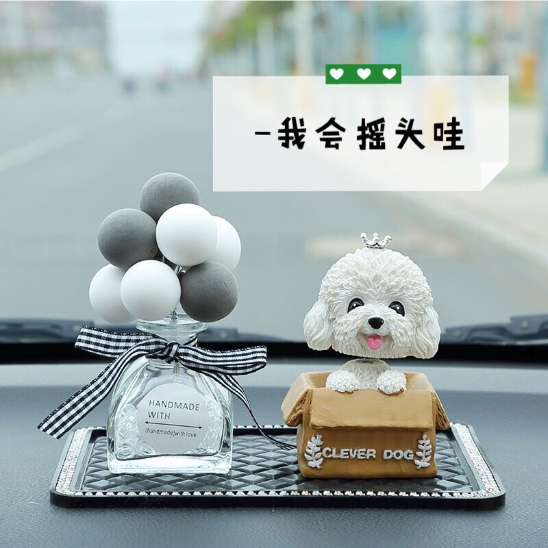 Trang trí taplo ô tô - Chú chó đính đá thông minh lắc đầu ngồi hộp giấy Clever Dog - dễ thương đặt bàn học bàn làm việc