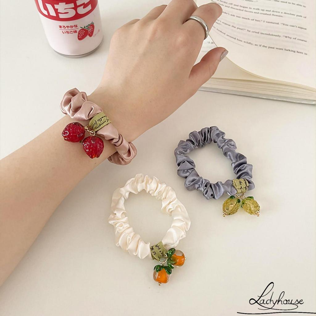 LD-Elastic Tie Hair Tendons, Fruit Decor High Elastic Rubber Rope Hair Ties, Casual Ponytail Head Accessory