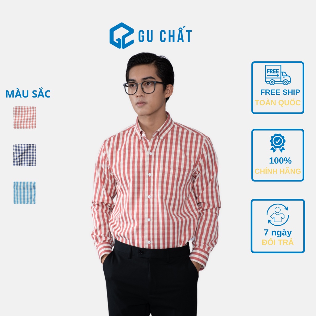 Áo Sơ Mi Nam Caro GU CHẤT Dài Tay, Chất Vải Cotton - GUSM07
