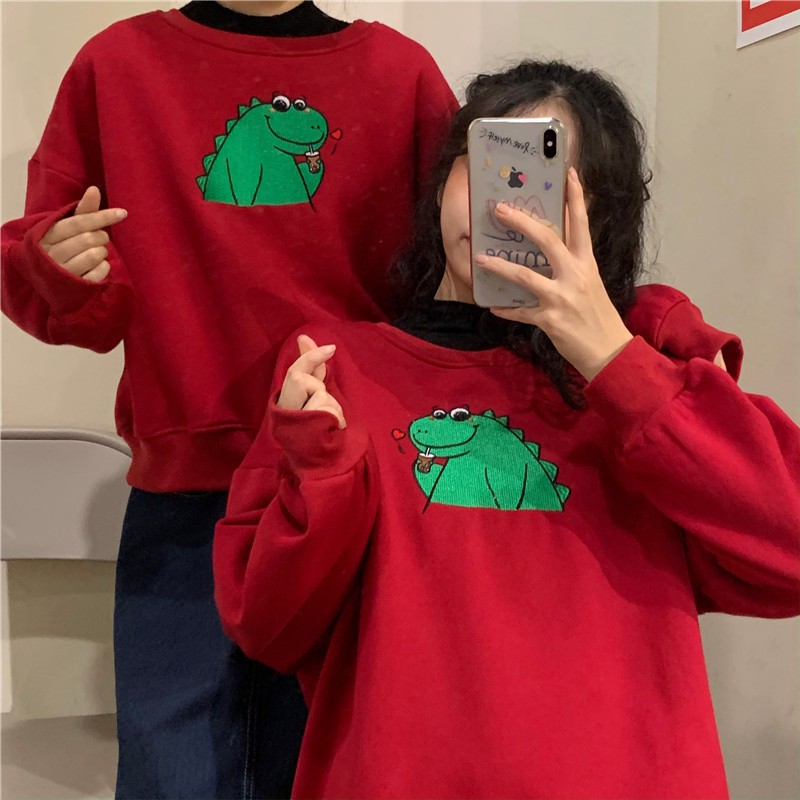 Áo sweater khủng long xanh tham ăn A073