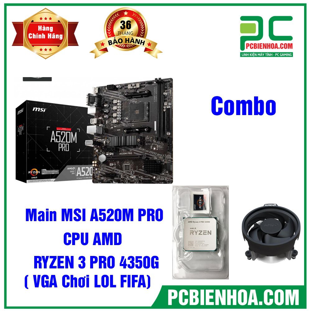 [Mã ELMS05 giảm 5% đơn 300k]Combo AMD Ryzen 3 4350G + A520 chính hãng mới