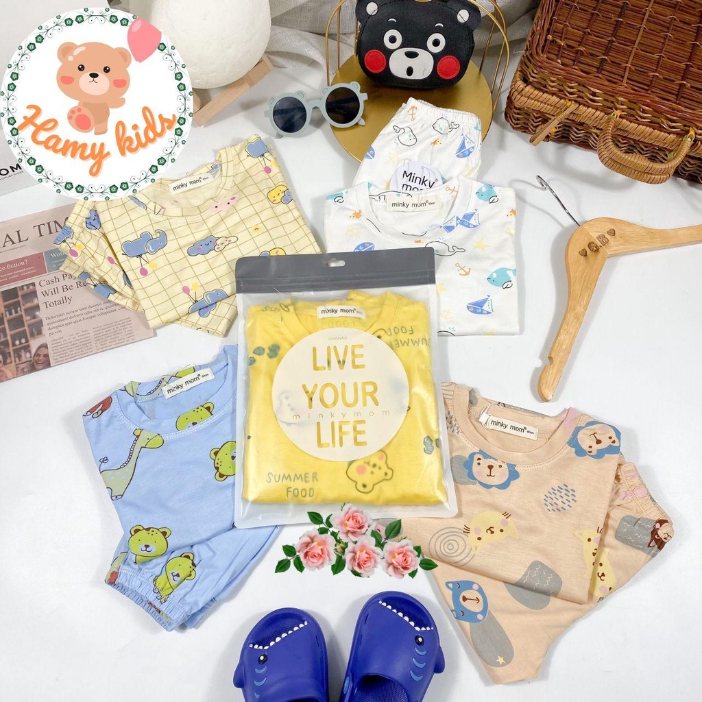 Đồ Bộ Dài Tay Minky Mom Chính Hãng Bé Trai Bé Gái Vải Thun Lạnh in Toàn Thân Cho Bé Từ 0-5 Tuổi Dưới 20kg - Hamykids
