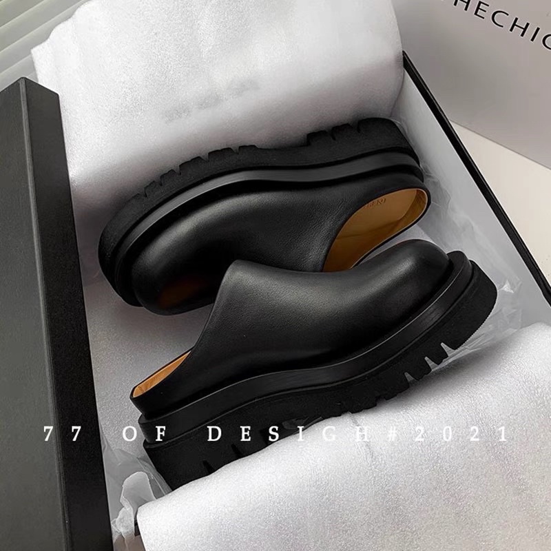(HÀNG CÓ SẴN)-506 Giày sục da mềm trơn cao 4cm BIG SIZE 35-43