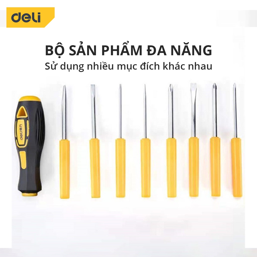 Bộ Tua Vít Deli 9 Chi Tiết Đa Năng, Nhỏ Gọn, Tiện Dụng - Vặn Ốc Vít, Sửa Chữa Đồ Dùng Gia Đình - DL636009