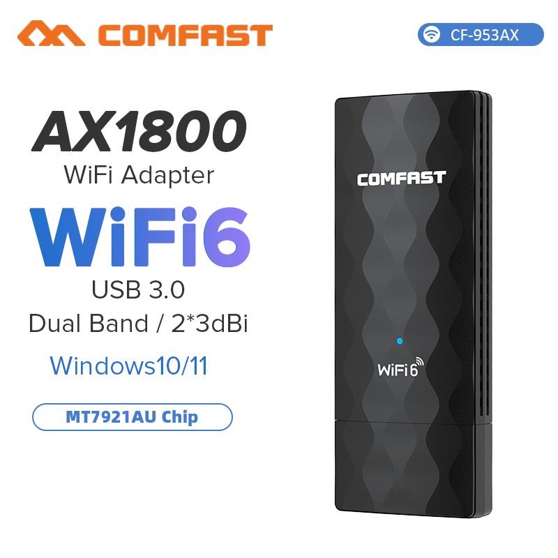 COMFAST Thẻ Mạng Không Dây 1800Mbps Usb 3.0 AP Wifi 6 Băng Tần Kép 6 Lan Ethernet PC CF-951AX