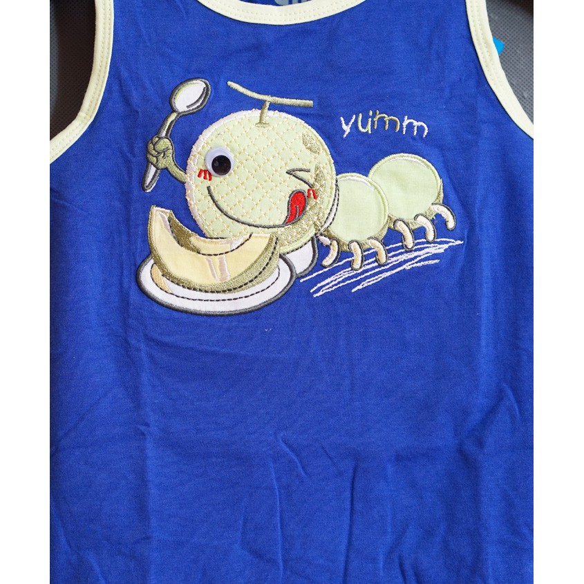 Bộ thun bé trai mùa hè thêu chú sâu ham ăn cá chép rồng gấu hồ lô nhiều họa tiết đáng yêu