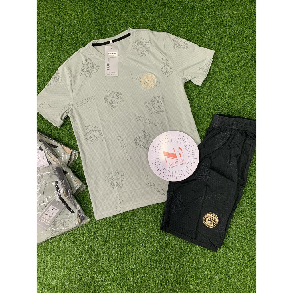 Bộ Thể Thao Nam  ❤FreeShip❤ Cộc Tay Cổ TRÒN Chất polo Co Giãn 4 chiều Thấm Hút Mồ Hôi Form Body | BigBuy360 - bigbuy360.vn