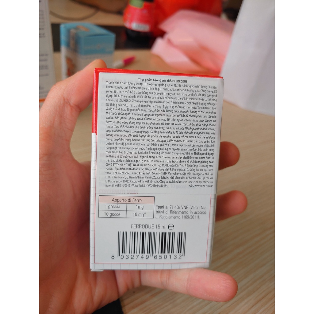Buona Ferrodue - sắt hữu cơ nhỏ giọt cho bé vị dâu, dễ hấp thu - Lọ 15ml - Hàng chính hãng