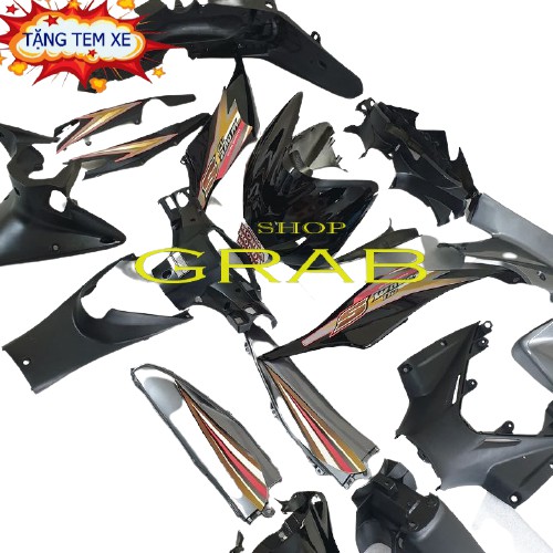 Bộ dàn áo xe Wave S110 đời 2008 đến 2010 màu Đen  nhựa nguyên sinh ABS - PHÂN BIỆT ĐỜI XE NHƯ HÌNH