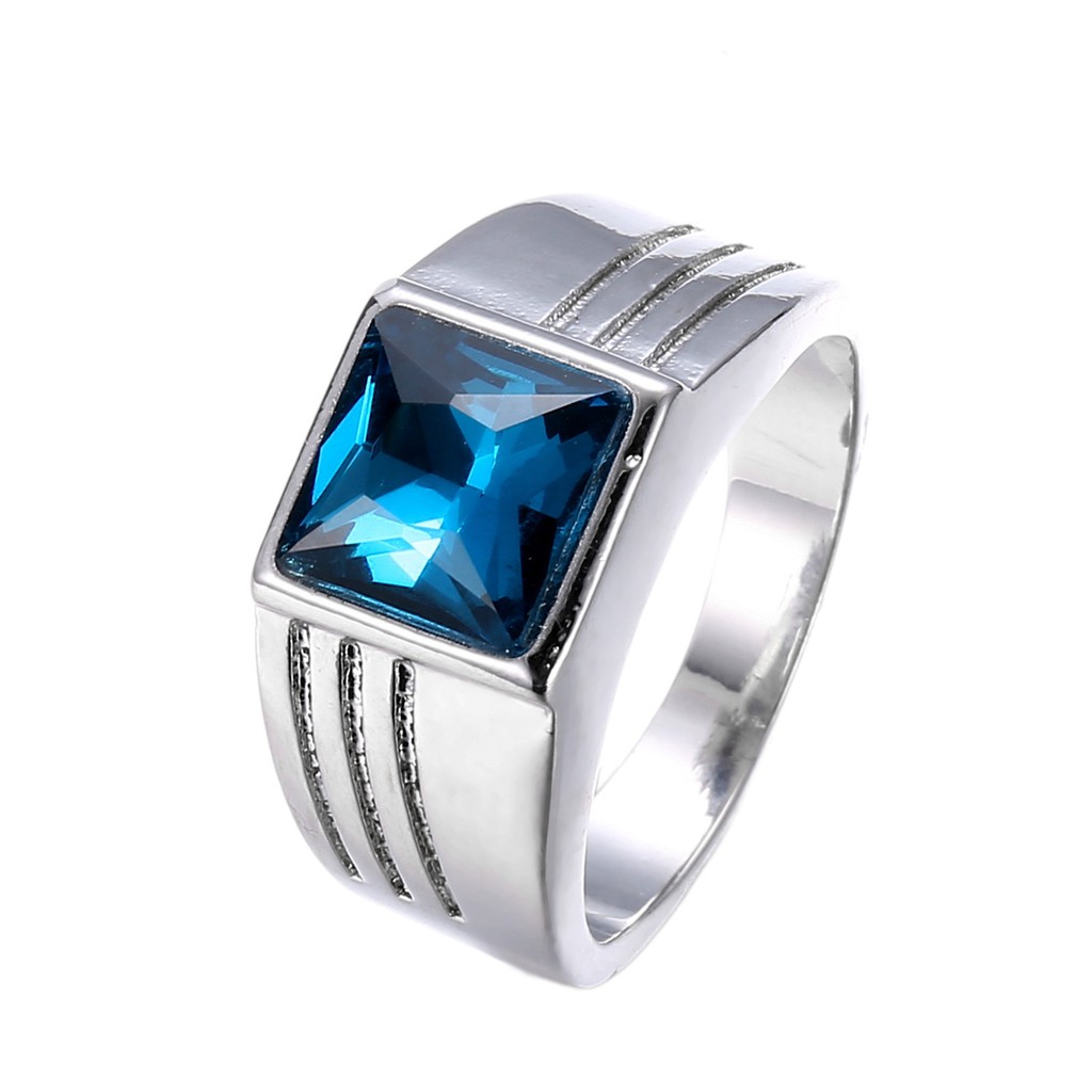 925 silver sapphire men's ring