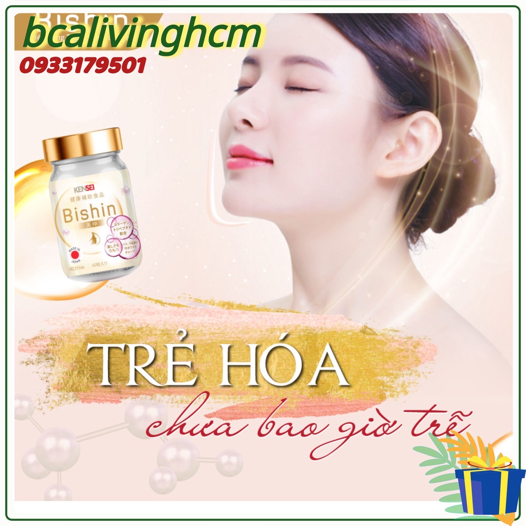 Viên uống collagen trắng da mờ nám Bishin trepeptide nhật bản,giúp trẻ hóa,săn trắc,đàn hồi,tươi trẻ da,giảm nếp nhăn da