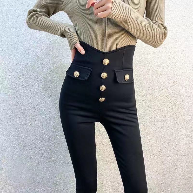 Jiashucheng Quần Skinny Lưng Cao Co Giãn Thời Trang Xuân Hè Cho Nữ