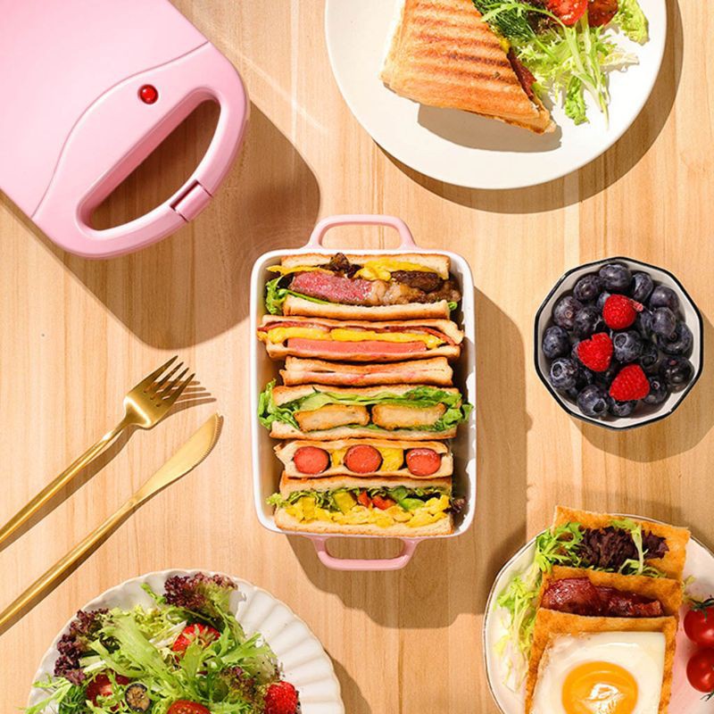 Portable Electric Dual Waffles Sandwich Maker Non Stick Toast Breakfast Machine