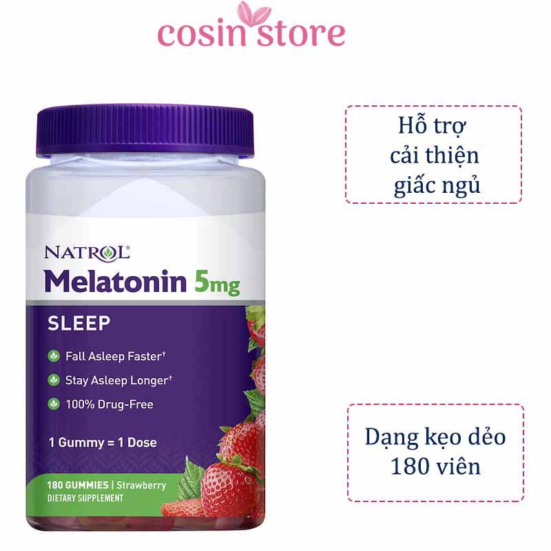 Kẹo dẻo Natrol Melatonin 5mg Sleep 180 viên