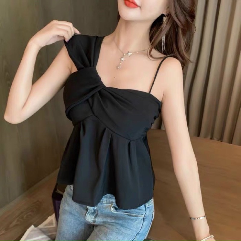 Xả hàng - Áo kiểu 2 dây lệch vai sexxy, Áo thiết kế sang chảnh AK7532 - NhiNhi Shop