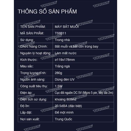 Đèn Bắt Muỗi Tiross TS8811