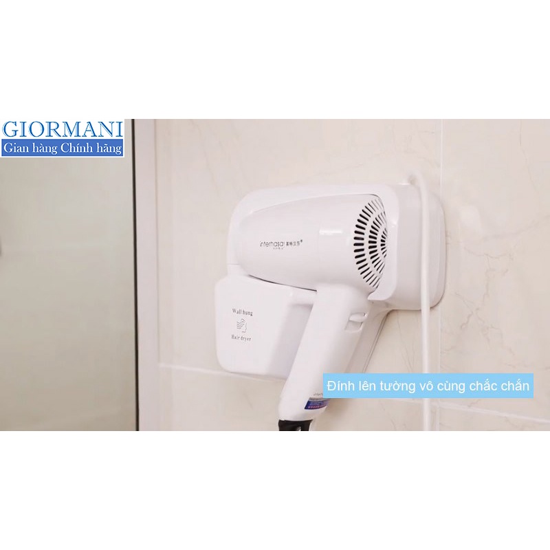 Máy sấy tóc có giá đỡ cho phòng tắm dùng cho nhà ở, nhà hàng, khách sạn, ... Interhasa GIORMANI