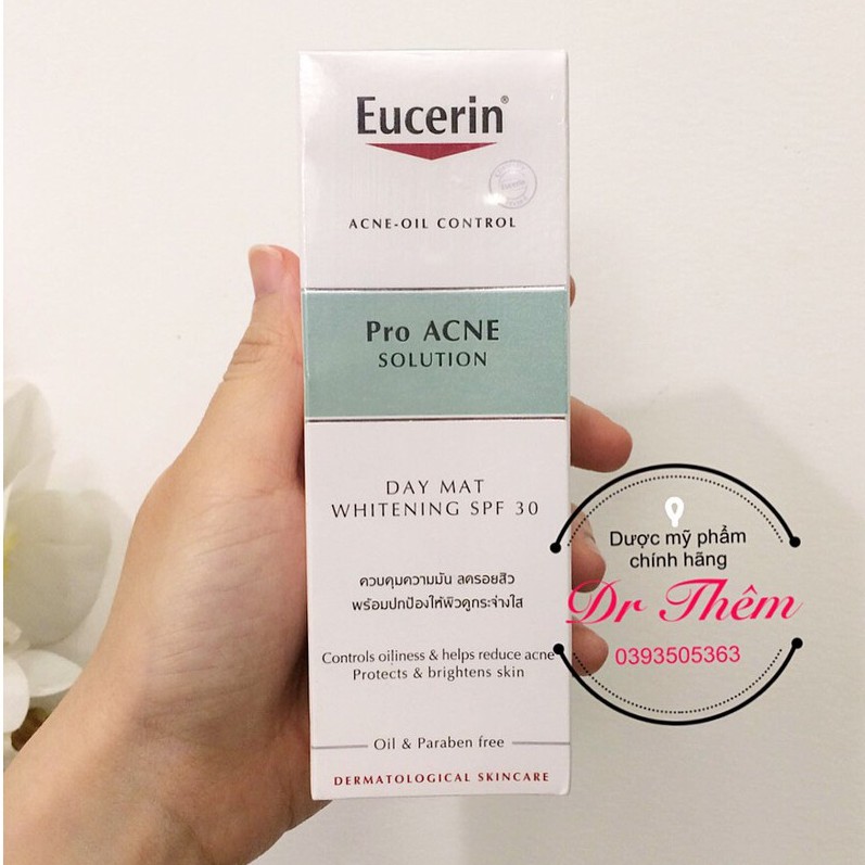 ✔️[Chính Hãng] Kem Sáng Da Giảm Mụn EUCERIN ProAcne Solution Day Mat Whitening SPF30 50ml