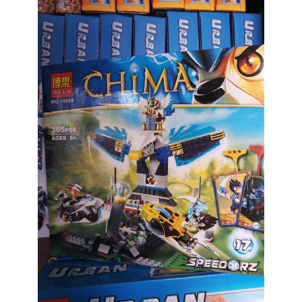 Đồ chơi lắp ráp Bela 10059 non lego Chima Chimo Eagles' Castle Lâu đài Chim ưng xếp mô hình minifigures xe đua Sư Tử Sói