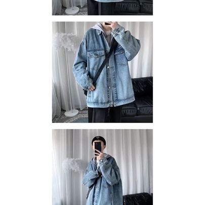 ÁO KHOÁC JEANS BÒ PHỐI NÓN NỈ NAM NỮ T-A-N DENIM JACKET- AKJN01-  thời trang Hàn Quốc màu xanh,đen