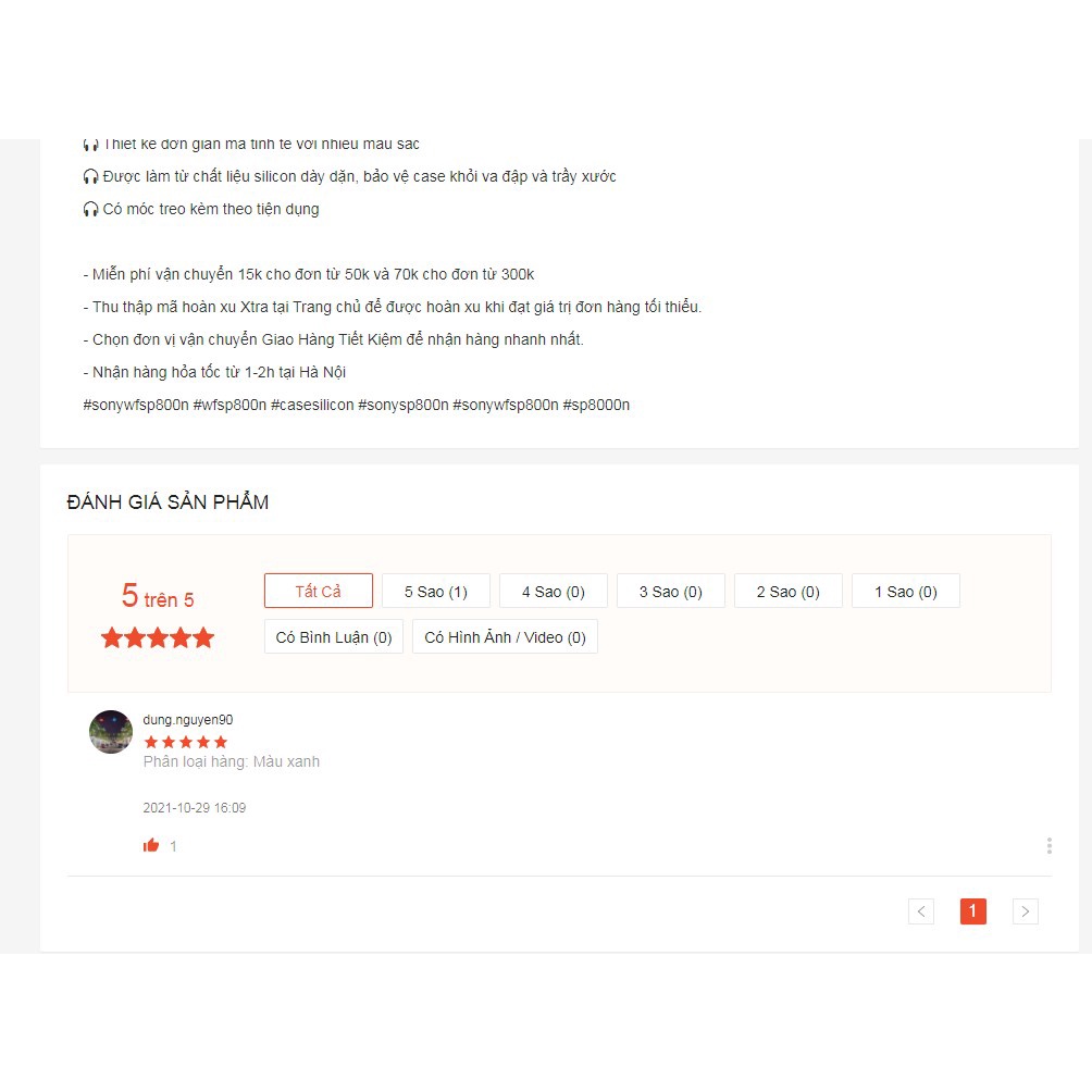 Puki shop / Case ốp silicon Sony WF-SP800N có móc treo - Vỏ bảo vệ cho hộp đựng tai nghe SP800N