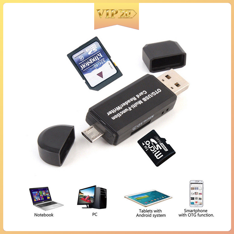 Đầu Đọc Thẻ Nhớ Micro Usb Otg Sang Usb 2.0 Cho Điện Thoại / Máy Tính Chất Lượng Cao