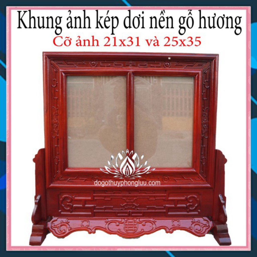 Khung ảnh kép dơi tiền gỗ hương thờ gia tiên-Khung hình thờ kép đôi- khung ảnh đôi gỗ hương