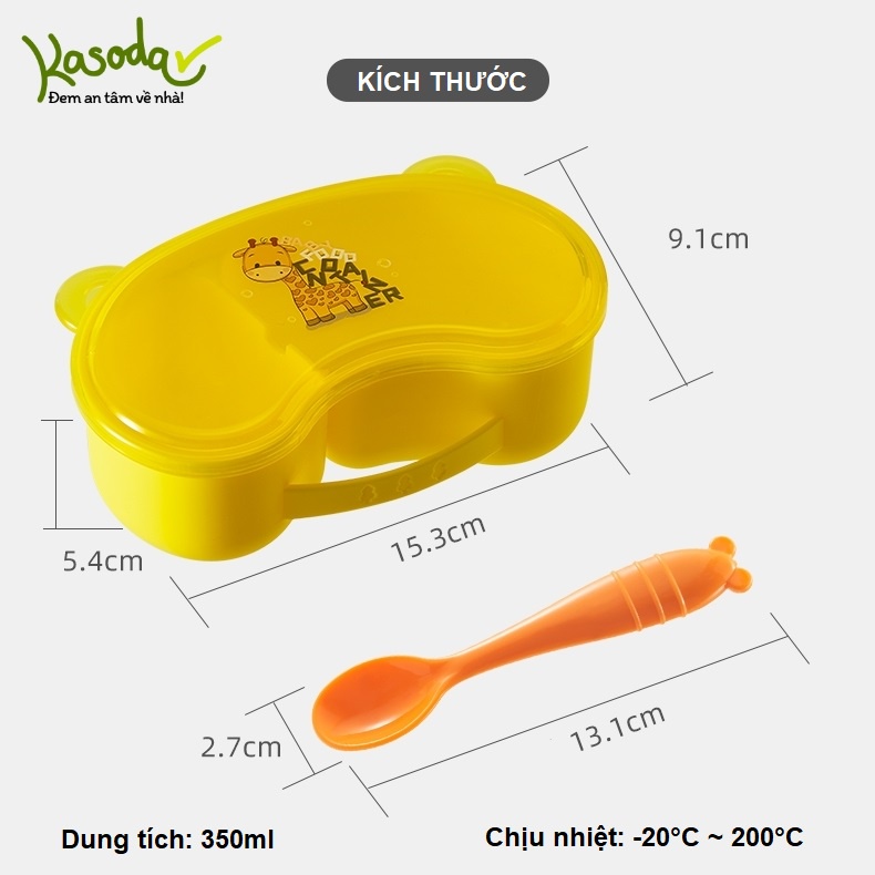 Hộp đựng đồ ăn dã ngoại nhỏ gọn bát ăn dặm cho bé có nắp kèm thìa nhựa pp an toàn MDB