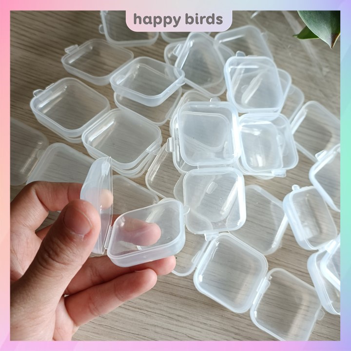 Hộp đựng trang sức mini 3.5x3.5x2cm trong suốt bằng nhựa đựng đồ trang sức, thuốc, nhẫn, phụ kiện nhỏ