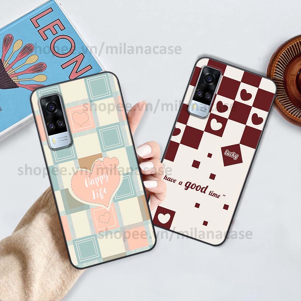 Ốp Vivo Y51 2020 caro họa tiết nhiều màu sắc siêu đẹp thời trang cá tính