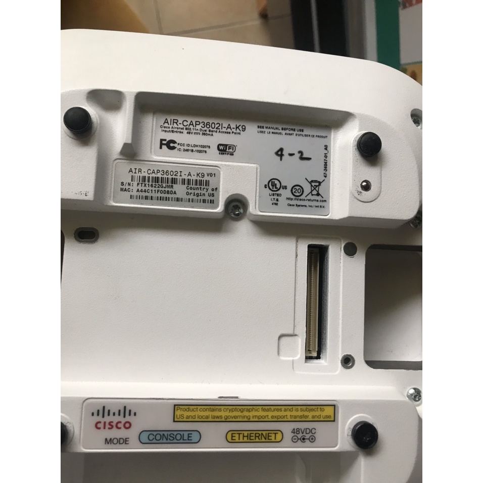 Thiết bị phát wifi Cisco AIR-CAP3602I-A-K9, chuẩn A/B/G/N 450 Mbit/s, 2 băng tần 2.4GHz và 5GHz, POE 802.3af