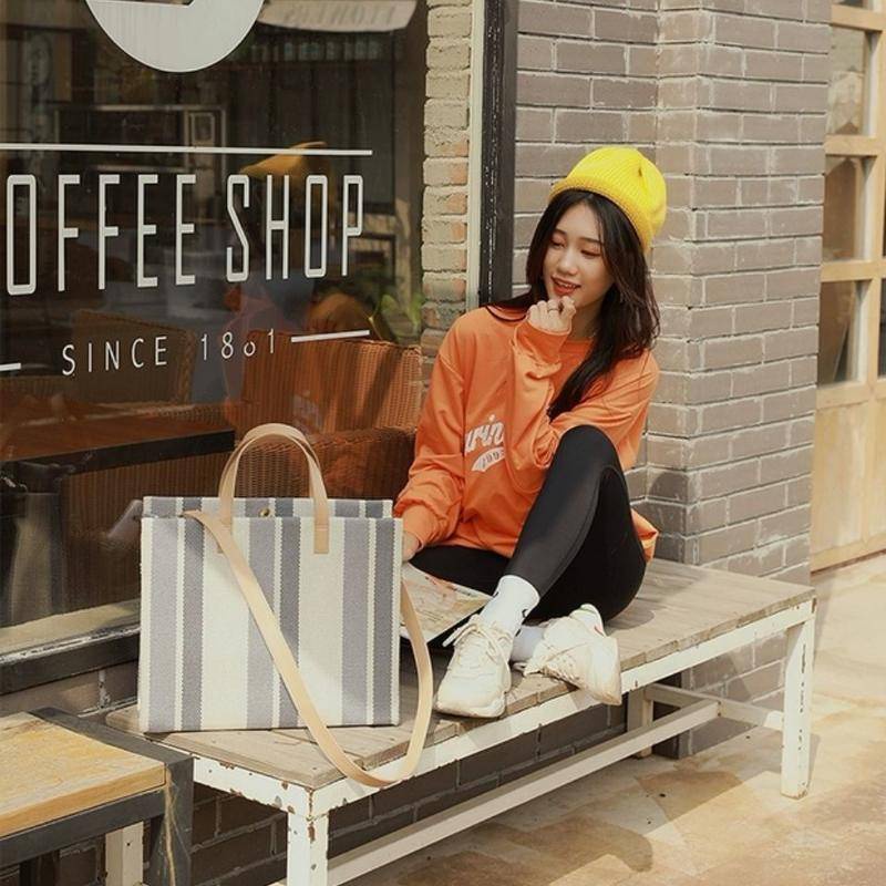 Túi Xách Đeo Vai Vải Canvas Cỡ Lớn Có Dây Đeo Vai Dành Cho Học Sinh