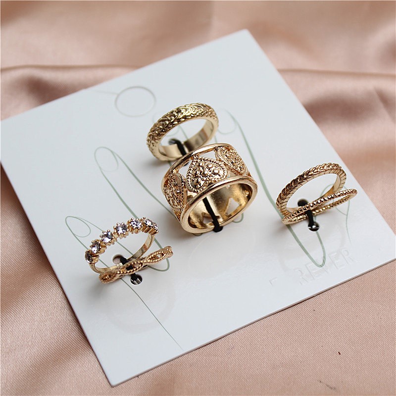 CÓ SẴN Set 6 đôi nhẫn F21_set nhẫn vàng mặt lớn_trang sức xuất khẩu