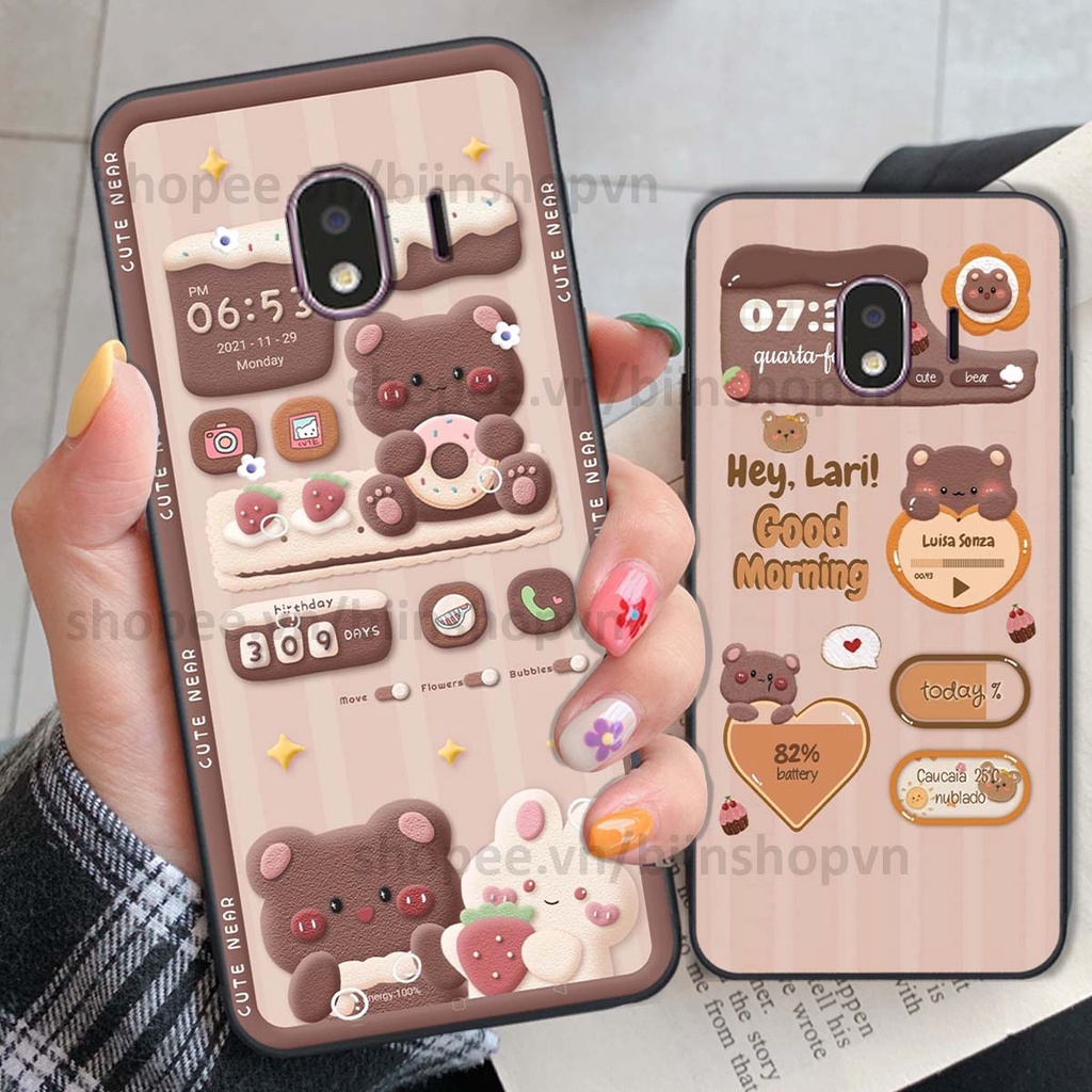 Ốp Samsung J4 2018 in 3D icon gấu nổi siêu xinh, siêu đáng yêu, cá tính phong cách